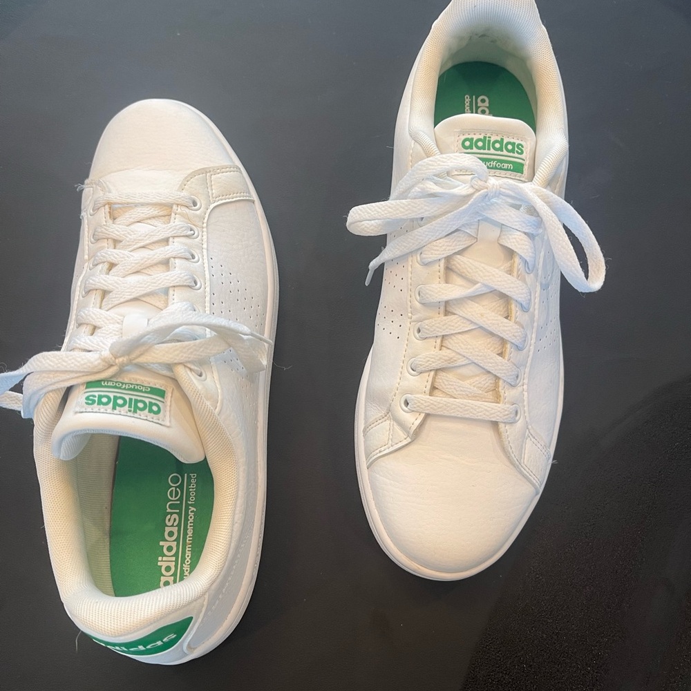 Adidas Neo White Sneakers with Green Details